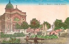 dr466 cartolina schio,giardini e chiesa s.antonio,provincia di vicenza