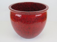 GRANDE VASO CACHEPOT CERAMICA ROSSO SANGUE VINTAGE ARTIGIANALE SR