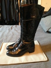 NERO GIARDINI STIVALI NERI VERNICIATI TACCO 5 CM ZIP PATENT ORIGINALI 38 FITS 39