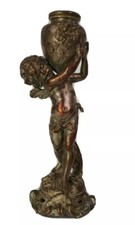 Statua Angioletto Angelo anfora antico 24cm arte Bronzo Rame August Moreau-399