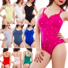 Body donna pizzo top perle