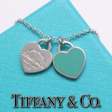 TIFFANY & Co. Return to Mini Collana con ciondolo a doppio cuore in smalto blu