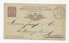 GG919-DESTINAZIONE INGHILTERRA-CP UMBERTO 1° 1886