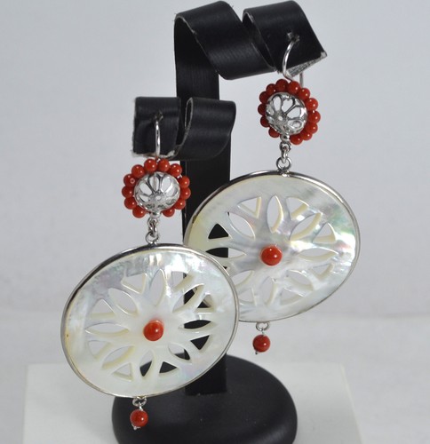Orecchini argento 925 corallo - orecchini,