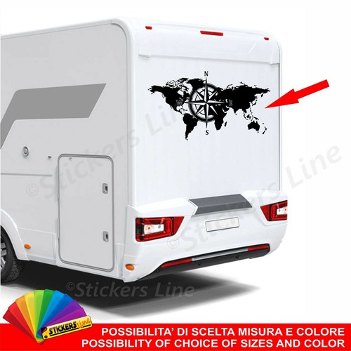 Adesivo camper planisfero rosa - adesivo,