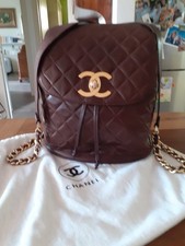 borsa zainetto  chanel vintage pelle marrone