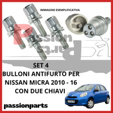 KIT 4 BULLONI ANTIFURTO CERCHI IN LEGA PER NISSAN MICRA DAL 2010 CON 2 CHIAVI