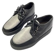 R. Ferrini scarpe creeper in pelle nera con motivo pied de poule uk 2 eu 35.