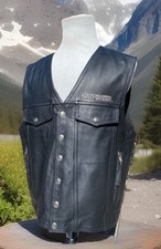 Harley Davidson Uomo Piston II Gilet a Scatto in Pelle XL Pesante Spessore Nero