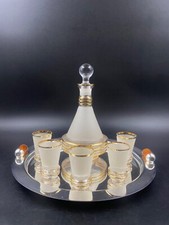 Set Liquore Vodka Alcolici Caraffa Bottiglia bicchieri Vetro brinato d'orato