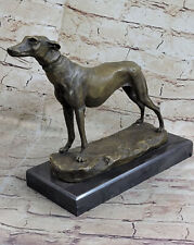 Bronzo Levriero IN Piedi Statua Whippet Scultura Racing Cani Caldo Opera D'Arte