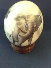 South African Ostrich Egg With Lion, Bison, Elephant Rhino, Cheetah Hand Painted