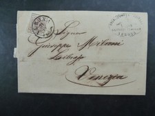 LOMBARDO VENETO lettera da  VERONA 1857 30 cent. 1 cerchio ornato a Venezia