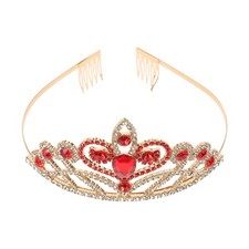  Tiara di cristallo oro rosso con strass corona con pettine fascia da sposa da