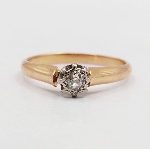 Anello solitario antico oro