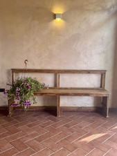 Panca rustica antica 2 metri legno massello — arredo scenografico vintage