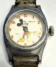 Orologio Vintage Ingersoll Disney Topolino WDP Tono Argento Donna Funzionante Funzionante