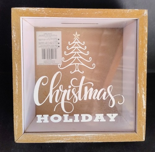 Salvadanaio legno vetro natale - salvadanaio,