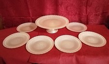 ELEGANTE  SERVIZIO DA DOLCE IN VETRO CON ALZATINA