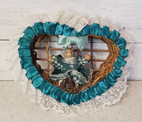 Vintage cuore vimini cesto - vimini,