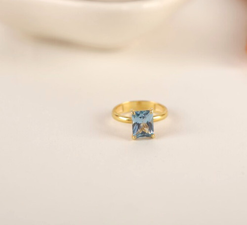 Anello topazio blu placcato - anello,