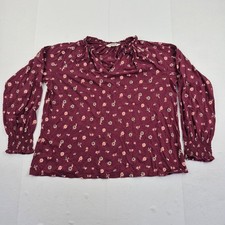 Camicetta FAT FACE 14 bordeaux donna floreale manica lunga cotone modal top