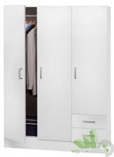 KIT ARMADIO 3 ANTE BATTENTI SPORTELLI +2 CASSETTI CAMERA 120X50X170H CM BIANCO