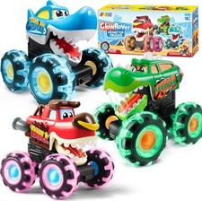 Confezione 3 Monster Truck Giocattolo - Auto Illuminate Attivate dal Movimento per Bambini