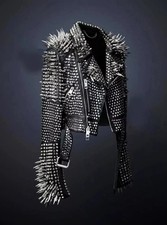 Giacca pelle uomo nera punk