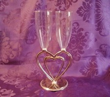 Coppia di flute OTTAVIANI - Cuore a Cuore - cm.12,7 x 10,2 x h.26. Firmate.