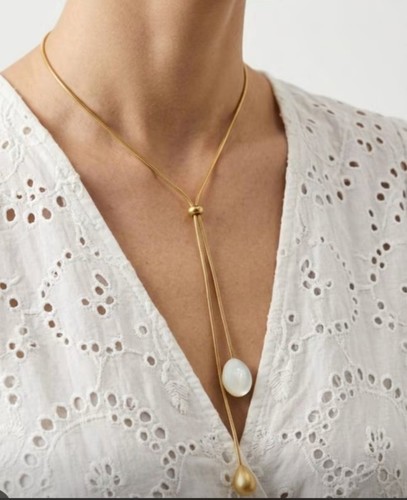 Collana lunga acciaio oro con - lunga,