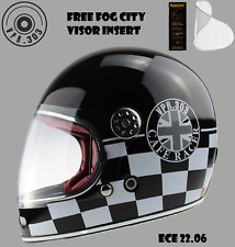 Casco Viper Retro F656 Fibra di Vetro ECE ACU Integrale Classic Cafe Racer Nero