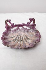 Piatto conchiglia vintage in ghisa viola | portagioie bagno | portasapone francese