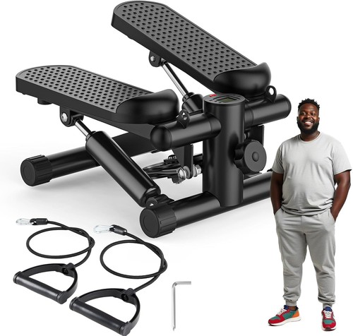 Mini stepper nero con fasce - nero,