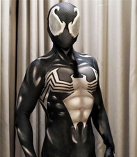 Costume Halloween Tuta Spiderman Venom Nero Uomo Ragno Cosplay Zentai Costume 