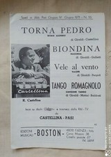 CASTELLINA - PASI - FASCICOLO  4 SPARTITI (1971): "TORNA PEDRO", "BIONDINA", "VE