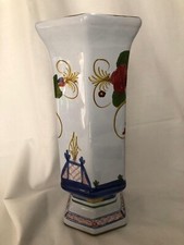 Vaso ceramica Faenza decoro a mano Garofano