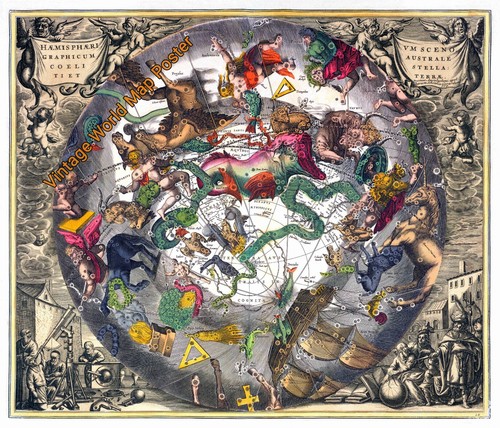 Vecchio poster mappa - del, mondo