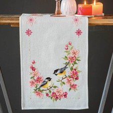 Vervaco Set punto croce per runner da tavolo "2 tette grandi in fiori", schema d