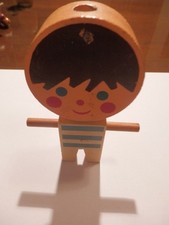 vecchia bambola tipo KOKESHI DOLLS portamatita KOREA vintage bambolotto pupazzo