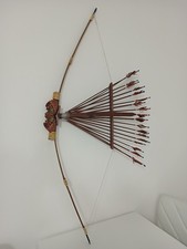 Arco Etnico in Legno Intagliato Indiano con Frecce Vintage