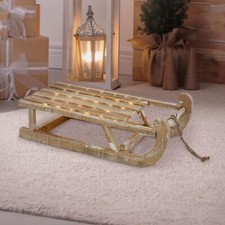 Slitta decorazione di natale in legno marrone 50,5 cm con luci LED bianco caldo