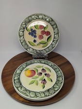 3 Piatti Pizzati Fatti e Dipinti a Mano Ciliegio/Pesca/Prugna 10,75” Italia