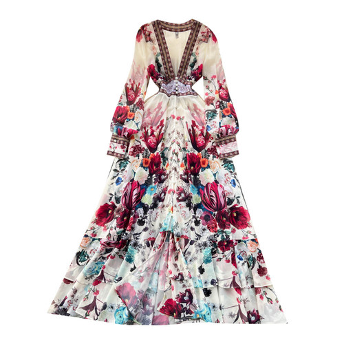 Donna chiffon abito fiori - donna,