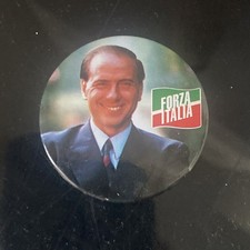 SPILLA SILVIO BERLUSCONI GIOVANE FORZA ITALIA VINTAGE DISTINTIVO BADGE Pins Pin
