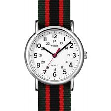Timex Orologio Indiglo Cinturino Tessuto Colorato Luce Verde Nero Rosso ABT745