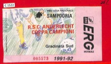 C1522 - BIGLIETTO CALCIO stub da collezione - Campioni 1991 SAMPDORIA Anderlecht