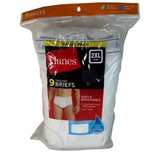 Hanes Confezione 9 Slip Uomo 2XL 44-46 Senza Etichetta Morbido Cotone Traspirante Bianco Nuovo