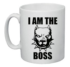 tazza mug 8 x 10 scritta i am the boss cane pit bull idea regalo uomo donna 
