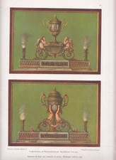 ANTICA STAMPA COLORI DEL 1917. DIPINTI LACCATI SU CASSETTIERA CON ANGELI, PUTTI